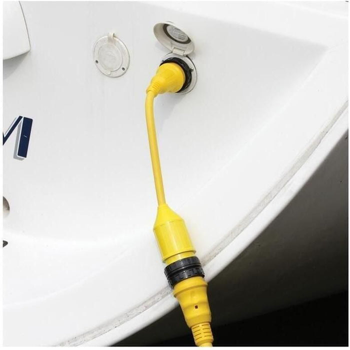 Marinco 106A Standard Pigtail Adapter Dock Side Male, 20A 125V Male to 30A 125V Female, with Sealing Collar System