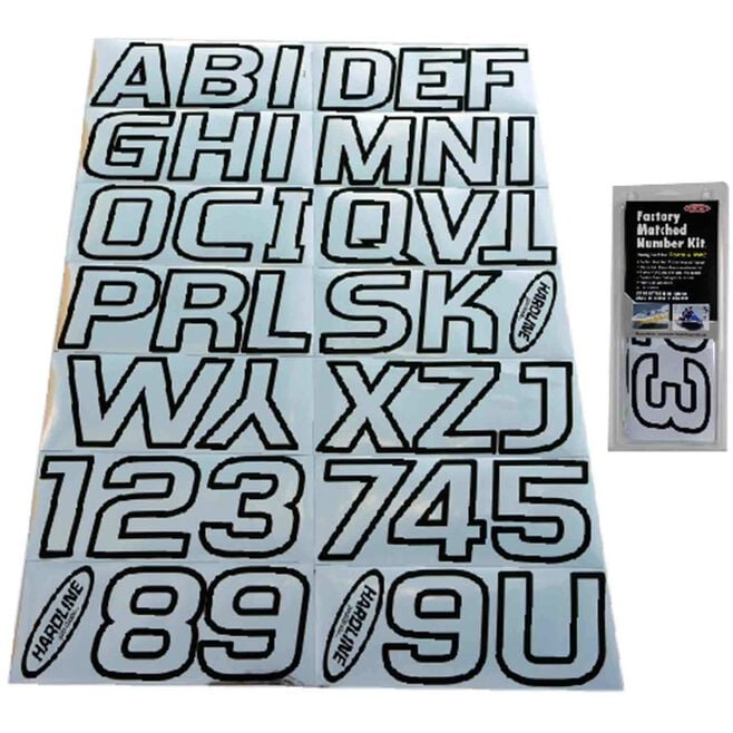 Hardline CHBLK700 Series 700 Registration Kit, Chrome/Black, Slanted European Font, Solid Fill/Outline, 4 Sets of 3" A-Z, 0-9
