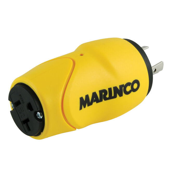 Marinco S20-15 Straight Adapter (20A Male to 15/20A Fem), 20A 125V Locking to 15 or 20A 125V Straight Blade