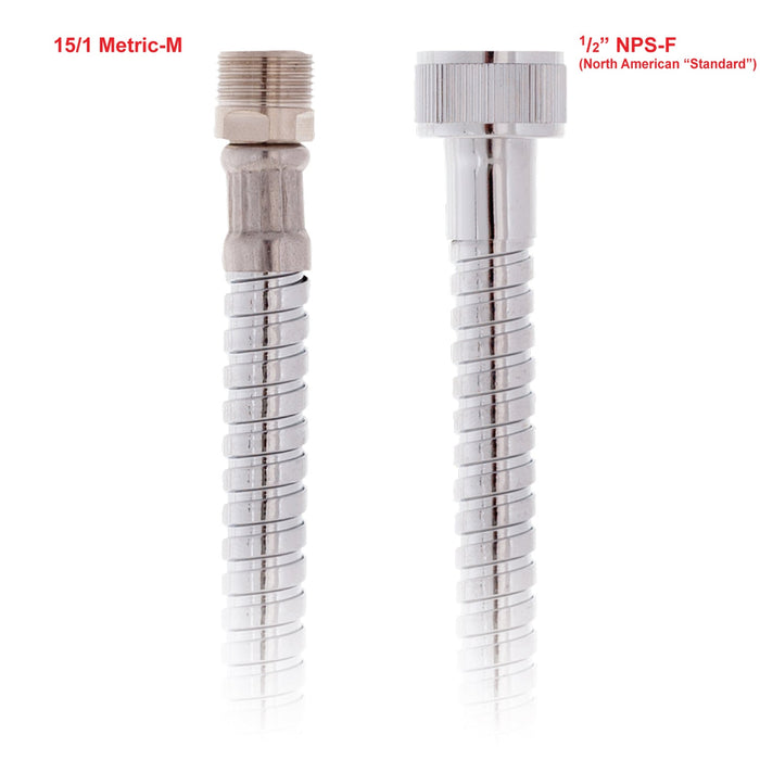 Ambassador Marine 130-0017-SS-R Hose- 6' Stainless Steel (15/1 Metric-M + 1/2" NPS-F)