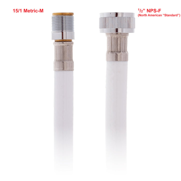 Ambassador Marine 130-0028-WH-R Hose- 10' Rubber (PVC) (15/1 Metric-M + 1/2" NPS-F) (White)