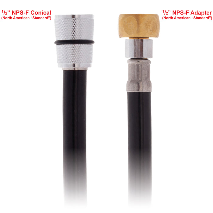 Ambassador Marine 130-0032-KP-R Hose- 6' Rubber (PVC) (1/2" NPS-F + 1/2" NPS-F Adapter) (Black)