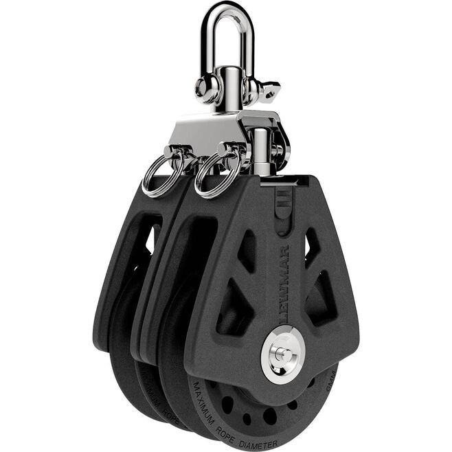 Lewmar 29925002BK 50MM Synchro Block, Synchro Block, Double Black, 1/4" 3/8" Line