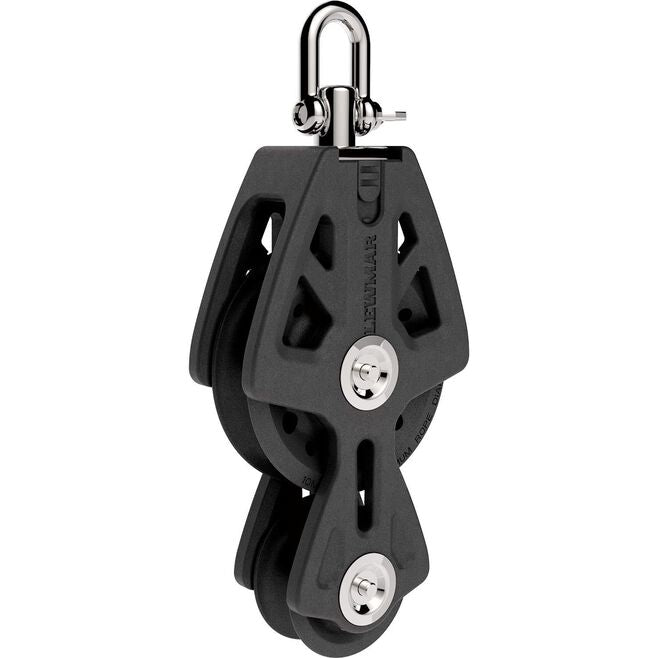Lewmar 29925031BK 50MM Fiddle Block, Black, 1/4" 3/8" Line