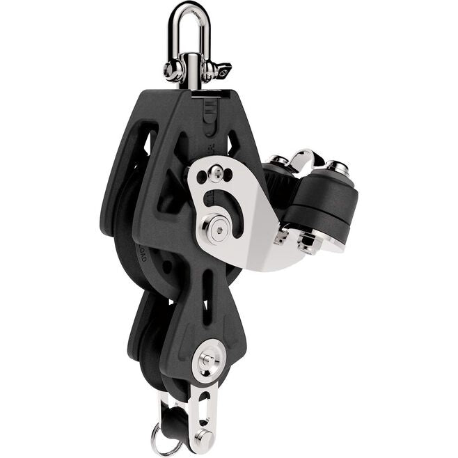 Lewmar 29925039BK 50MM Fiddle Block W/Cam & Becket, Black, 1/4" 3/8" Line
