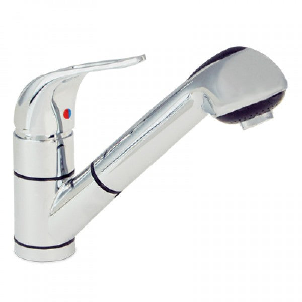 Ambassador Marine Shurflo Mini Pull-Out Galley Faucet Chrome with 2-Function Spray and 4 Foot Hose
