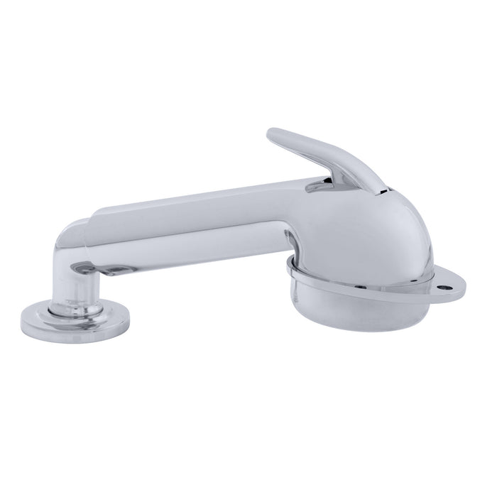 Ambassador Marine 134-0008-CW-R Deck-Mount Sprayer- Large Chrome Sprayer w/Elbow, 6' White Rubber Hose, Ultra-Low Profile Holder