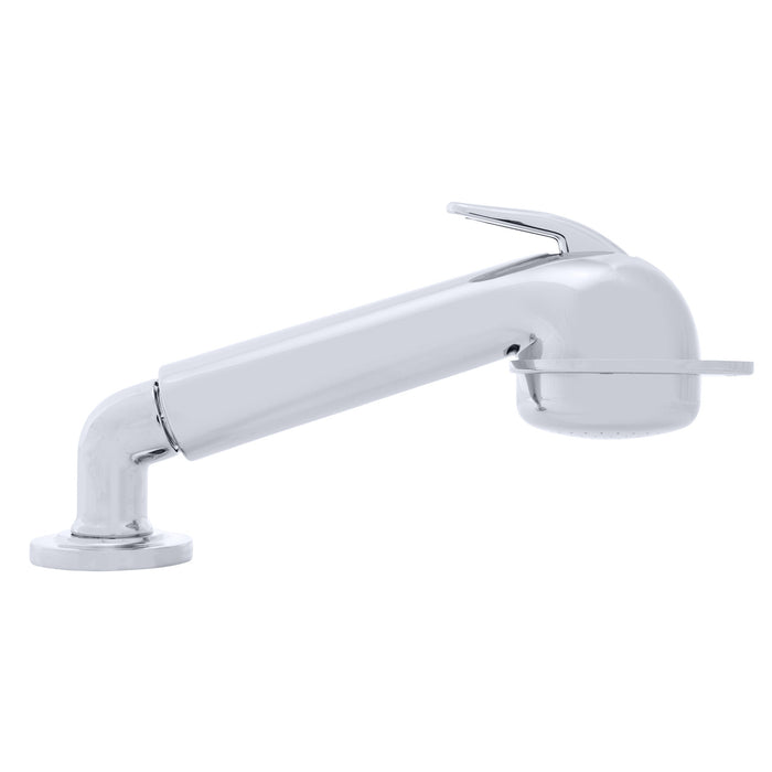 Ambassador Marine 134-0008-CW-R Deck-Mount Sprayer- Large Chrome Sprayer w/Elbow, 6' White Rubber Hose, Ultra-Low Profile Holder