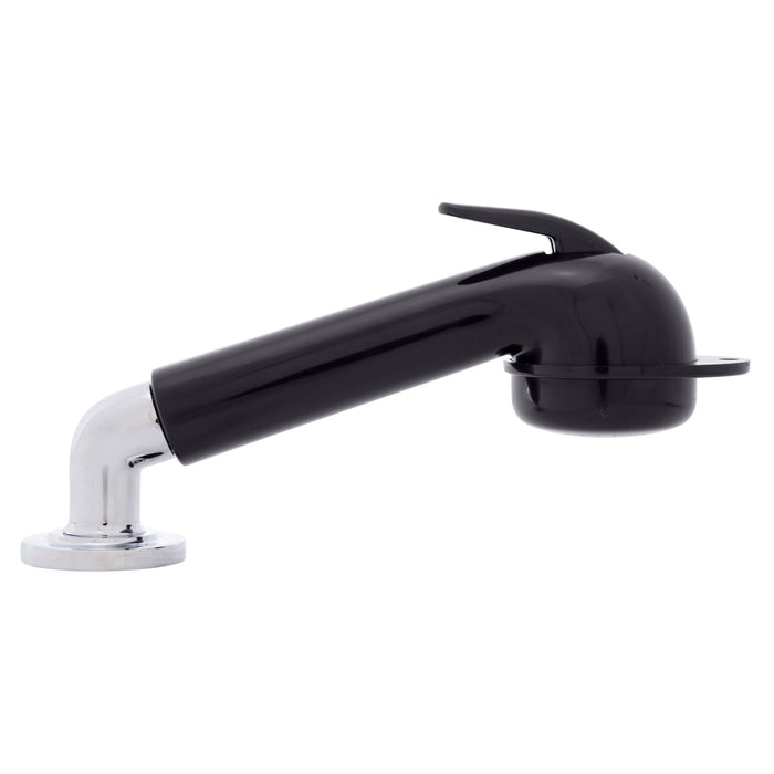 Rociador de cubierta Ambassador Marine 134-0008-KP-R - Rociador grande negro con codo, manguera de goma negra de 1.8 m y soporte de perfil ultrabajo