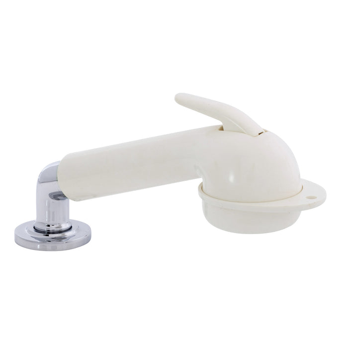 Ambassador Marine 134-0008-WH-R Deck-Mount Sprayer- Large Warm White Sprayer w/Elbow, 6' White Rubber Hose, Ultra-Low Profile Holder