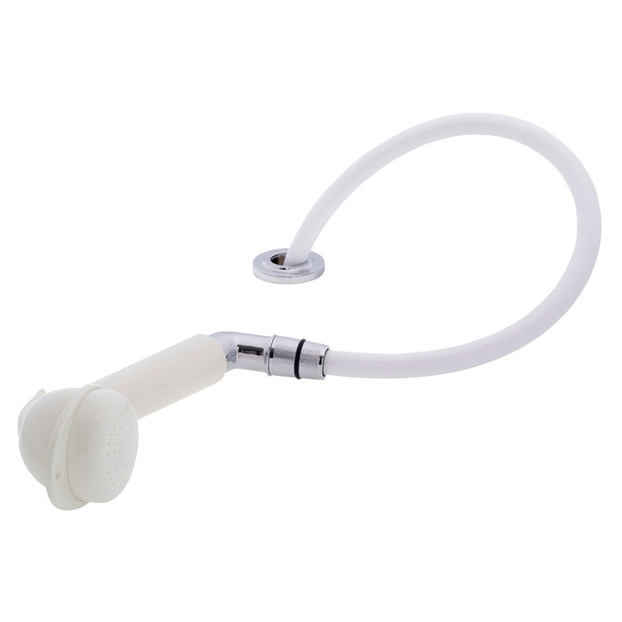 Ambassador Marine 134-0008-WH-R Deck-Mount Sprayer- Large Warm White Sprayer w/Elbow, 6' White Rubber Hose, Ultra-Low Profile Holder