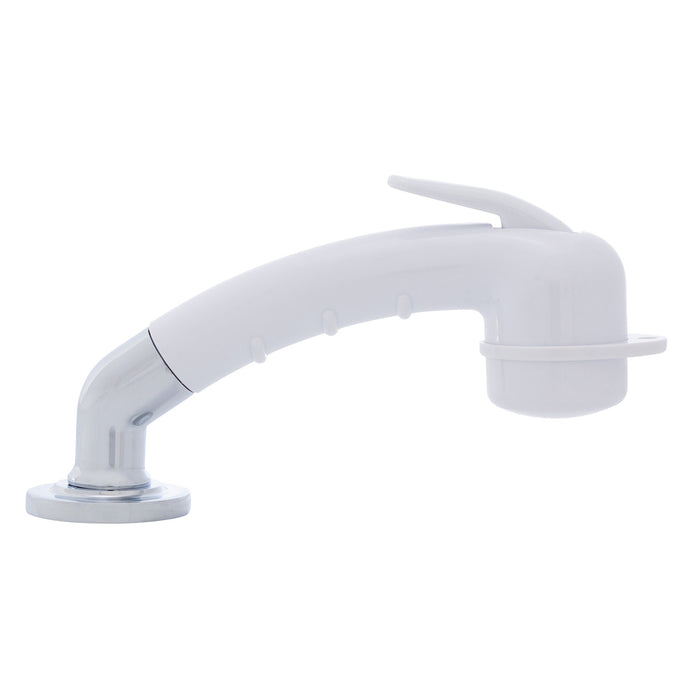 Ambassador Marine 134-0009-AW-R Deck-Mount Sprayer- Small Arctic White Sprayer w/Elbow, 6' White Rubber Hose, Ultra-Low Profile Holder