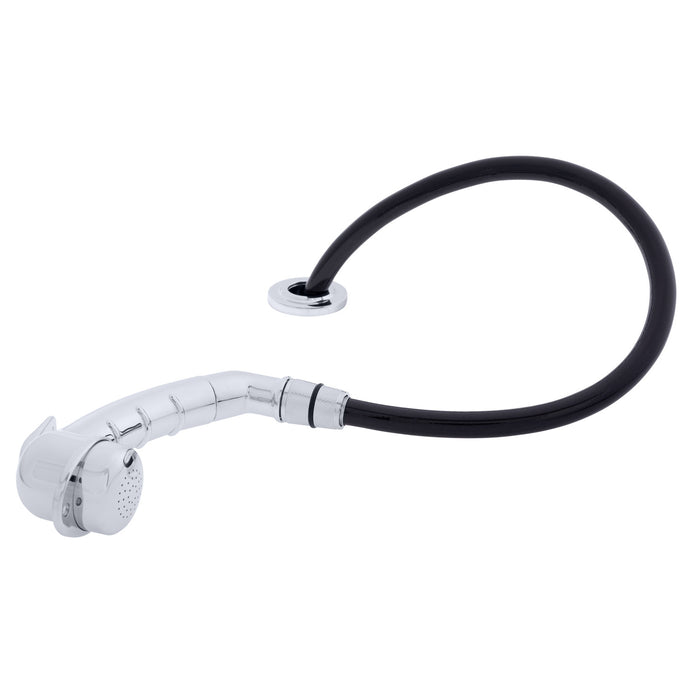 Ambassador Marine 134-0009-CP-R Deck-Mount Sprayer- Small Chrome Sprayer w/Elbow, 6' Black Rubber Hose, Ultra-Low Profile Holder