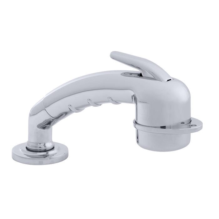 Ambassador Marine 134-0009-CW-R Deck-Mount Sprayer- Small Chrome Sprayer w/Elbow, 6' White Rubber Hose, Ultra-Low Profile Holder