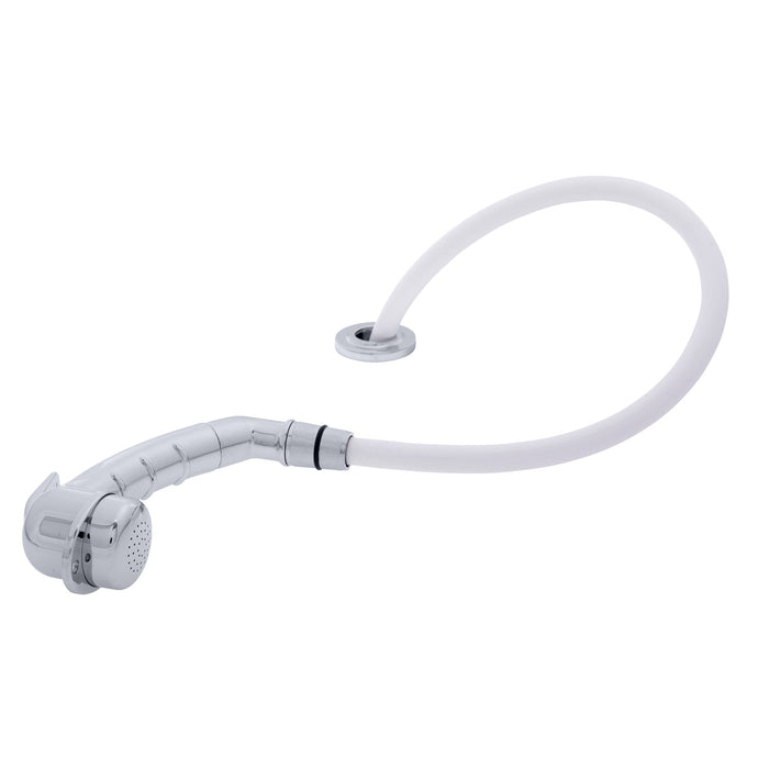 Ambassador Marine 134-0009-CW-R Deck-Mount Sprayer- Small Chrome Sprayer w/Elbow, 6' White Rubber Hose, Ultra-Low Profile Holder