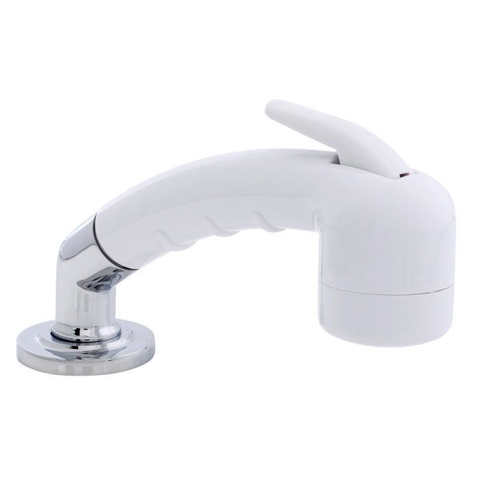 Ambassador Marine 134-0020-AW-R Deck-Mount Sprayer- Small Arctic White Sprayer (No Hook) w/Elbow, 6' White Rubber Hose, Ultra-Low Profile Holder