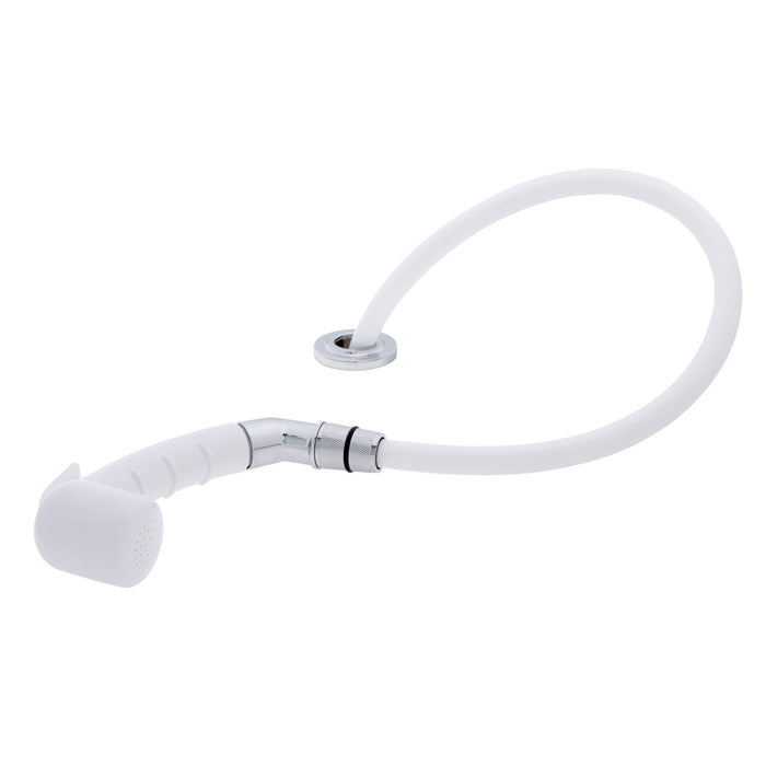 Ambassador Marine 134-0020-AW-R Deck-Mount Sprayer- Small Arctic White Sprayer (No Hook) w/Elbow, 6' White Rubber Hose, Ultra-Low Profile Holder
