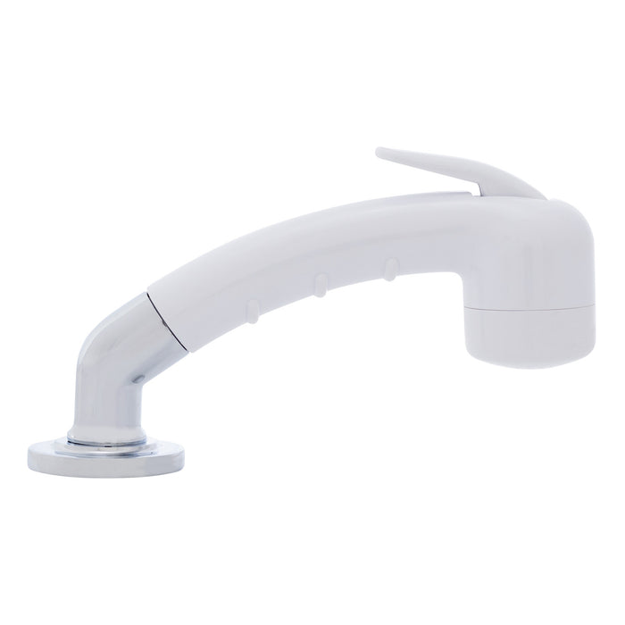 Ambassador Marine 134-0020-AW-R Deck-Mount Sprayer- Small Arctic White Sprayer (No Hook) w/Elbow, 6' White Rubber Hose, Ultra-Low Profile Holder