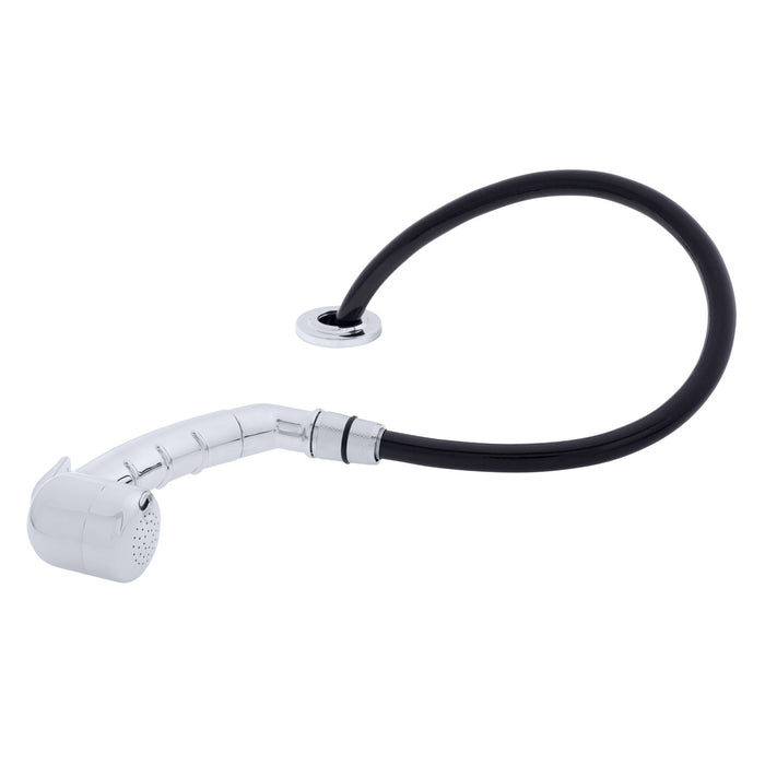 Ambassador Marine 134-0020-CP-R Deck-Mount Sprayer- Small Chrome Sprayer (No Hook) w/Elbow, 6' Black Rubber Hose, Ultra-Low Profile Holder
