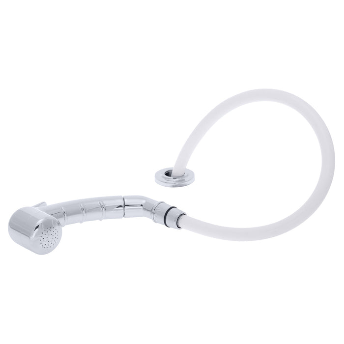 Ambassador Marine 134-0020-CW-R Deck-Mount Sprayer- Small Chrome Sprayer (No Hook) w/Elbow, 6' White Rubber Hose, Ultra-Low Profile Holder
