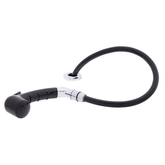 Ambassador Marine 134-0020-KP-R Deck-Mount Sprayer- Small Black Sprayer (No Hook) w/Elbow, 6' Black Rubber Hose, Ultra-Low Profile Holder