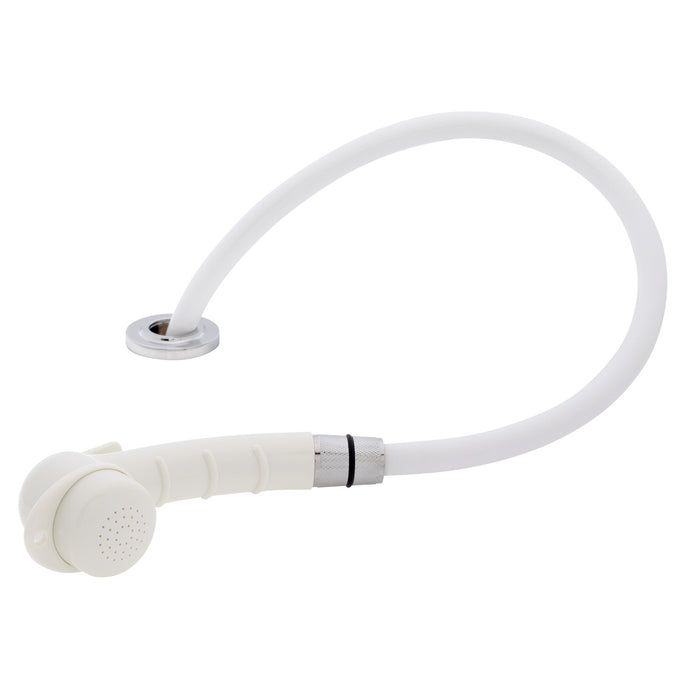 Ambassador Marine 134-0021-WH-R Deck-Mount Sprayer- Small Warm White Sprayer, 10' White Rubber Hose, Low Profile Holder