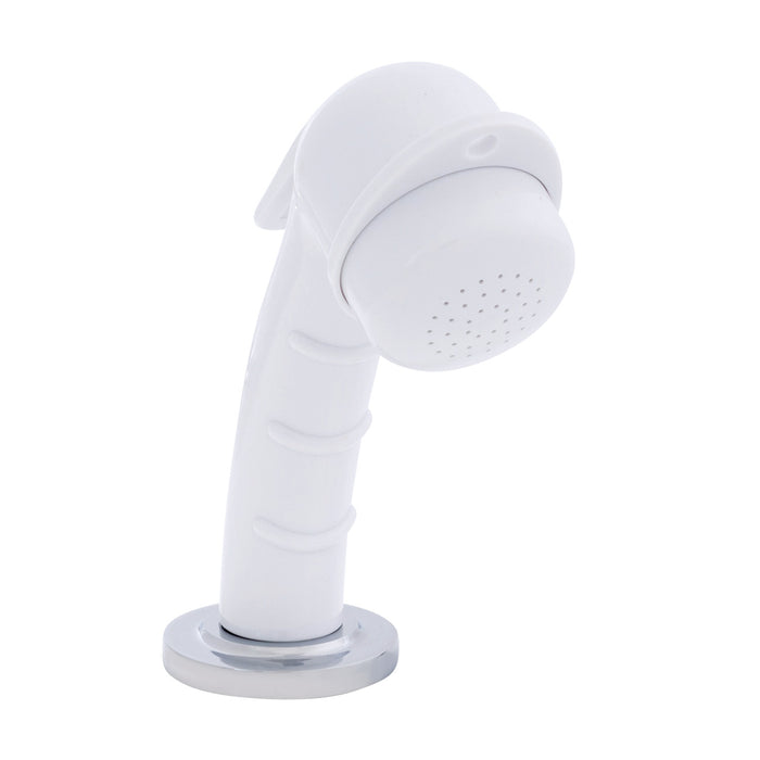 Rociador de cubierta Ambassador Marine 134-0023-AW-R - Pequeño, color blanco ártico, manguera de acero inoxidable de 1,8 m, soporte de perfil bajo