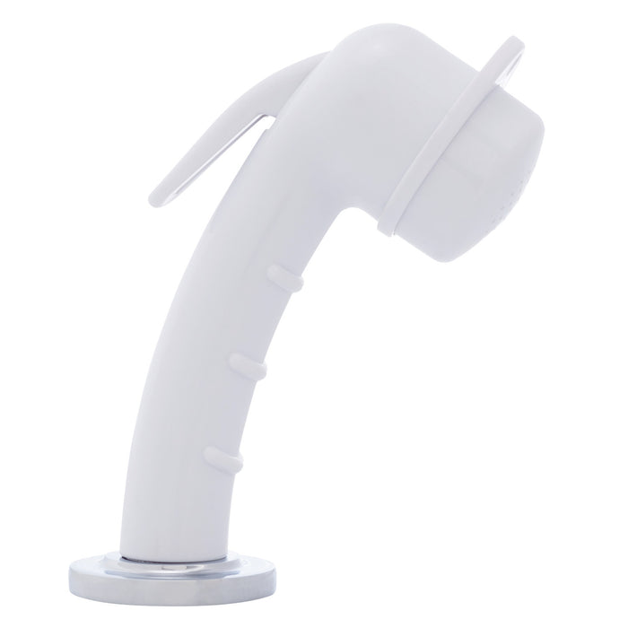 Rociador de cubierta Ambassador Marine 134-0023-AW-R - Pequeño, color blanco ártico, manguera de acero inoxidable de 1,8 m, soporte de perfil bajo