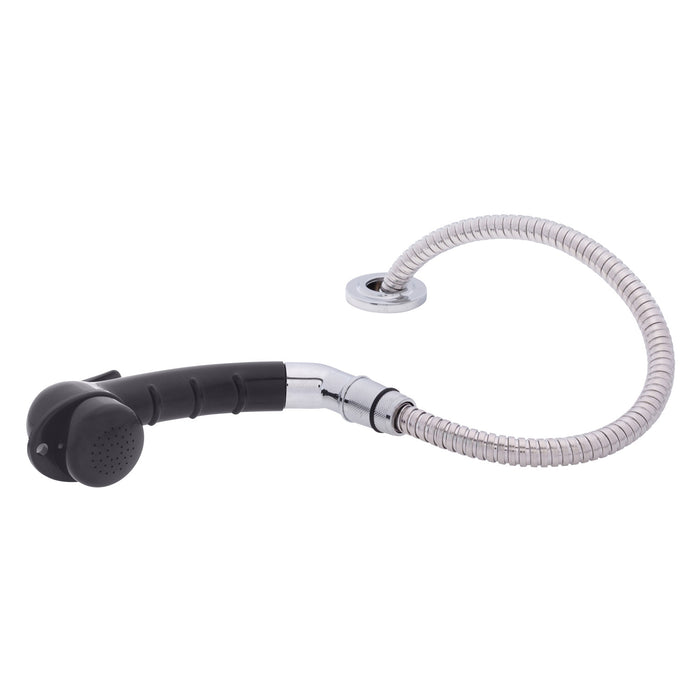 Ambassador Marine 134-0031-KP-R Deck-Mount Sprayer- Small Black Sprayer w/Elbow, 6' Stainless Steel Hose, Low Profile Holder