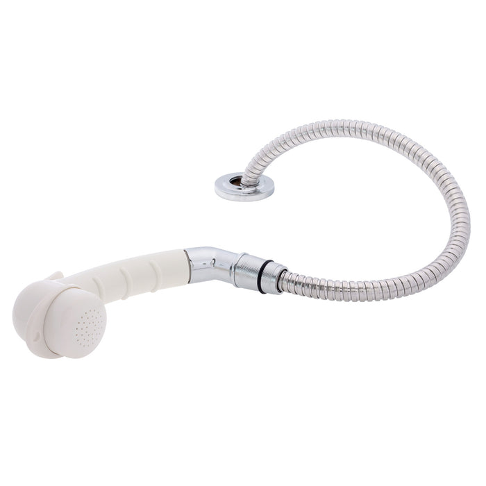 Ambassador Marine 134-0031-WH-R Deck-Mount Sprayer- Small Warm White Sprayer w/Elbow, 6' Stainless Steel Hose, Low Profile Holder