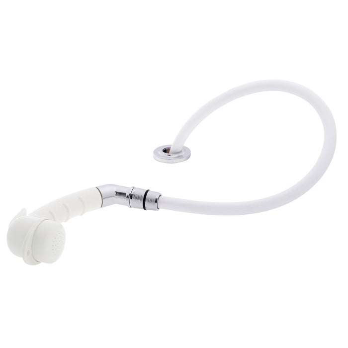 Ambassador Marine 134-0033-WH-R Deck-Mount Sprayer- Small Warm White Sprayer w/Elbow, 10' White Rubber Hose, Low Profile Holder
