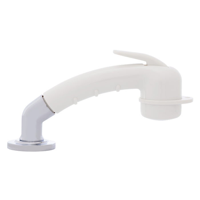 Ambassador Marine 134-0033-WH-R Deck-Mount Sprayer- Small Warm White Sprayer w/Elbow, 10' White Rubber Hose, Low Profile Holder