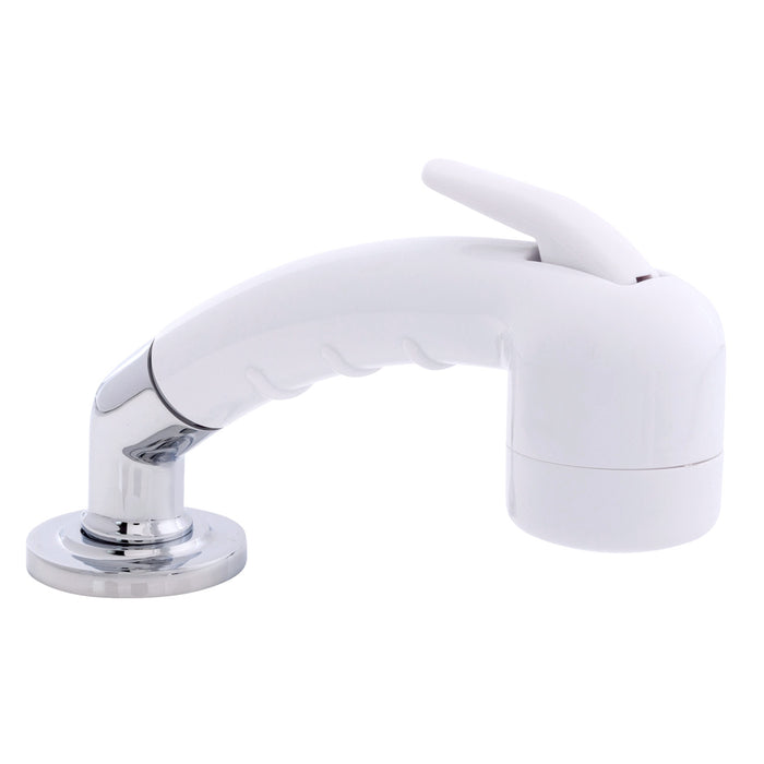 Ambassador Marine 134-0036-AW-R Deck-Mount Sprayer- Small Arctic White Sprayer (No Hook) w/Elbow, 6' Stainless Steel Hose, Low Profile Holder