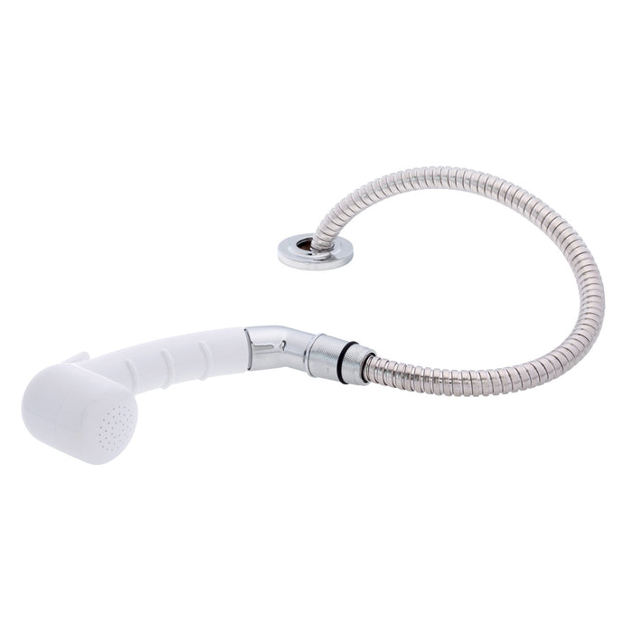 Ambassador Marine 134-0036-AW-R Deck-Mount Sprayer- Small Arctic White Sprayer (No Hook) w/Elbow, 6' Stainless Steel Hose, Low Profile Holder