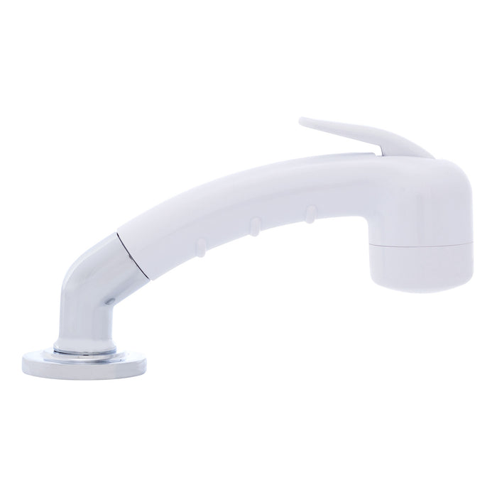 Ambassador Marine 134-0036-AW-R Deck-Mount Sprayer- Small Arctic White Sprayer (No Hook) w/Elbow, 6' Stainless Steel Hose, Low Profile Holder