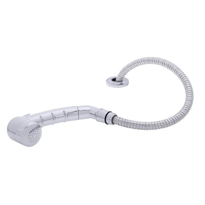 Ambassador Marine 134-0036-CP-R Deck-Mount Sprayer- Small Chrome Sprayer (No Hook) w/Elbow, 6' Stainless Steel Hose, Low Profile Holder