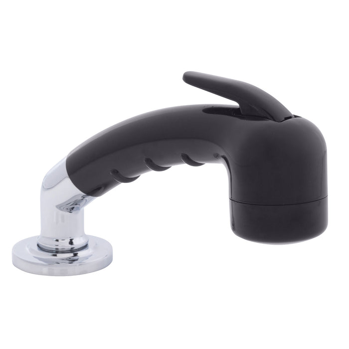 Ambassador Marine 134-0036-KP-R Deck-Mount Sprayer- Small Black Sprayer (No Hook) w/Elbow, 6' Stainless Steel Hose, Low Profile Holder