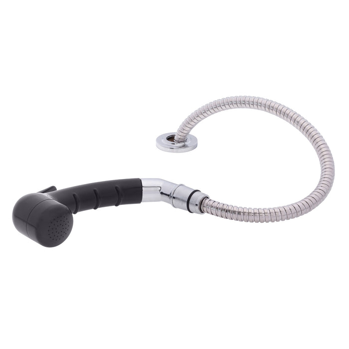 Ambassador Marine 134-0036-KP-R Deck-Mount Sprayer- Small Black Sprayer (No Hook) w/Elbow, 6' Stainless Steel Hose, Low Profile Holder