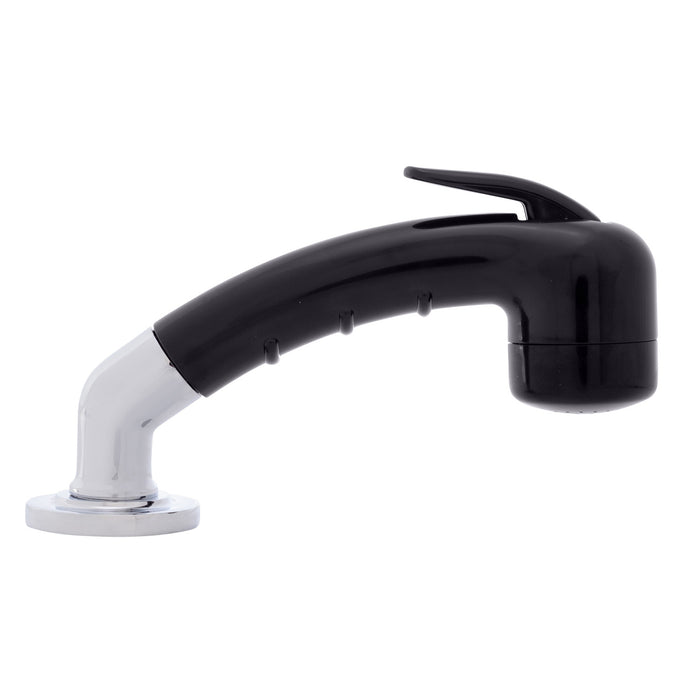 Ambassador Marine 134-0036-KP-R Deck-Mount Sprayer- Small Black Sprayer (No Hook) w/Elbow, 6' Stainless Steel Hose, Low Profile Holder