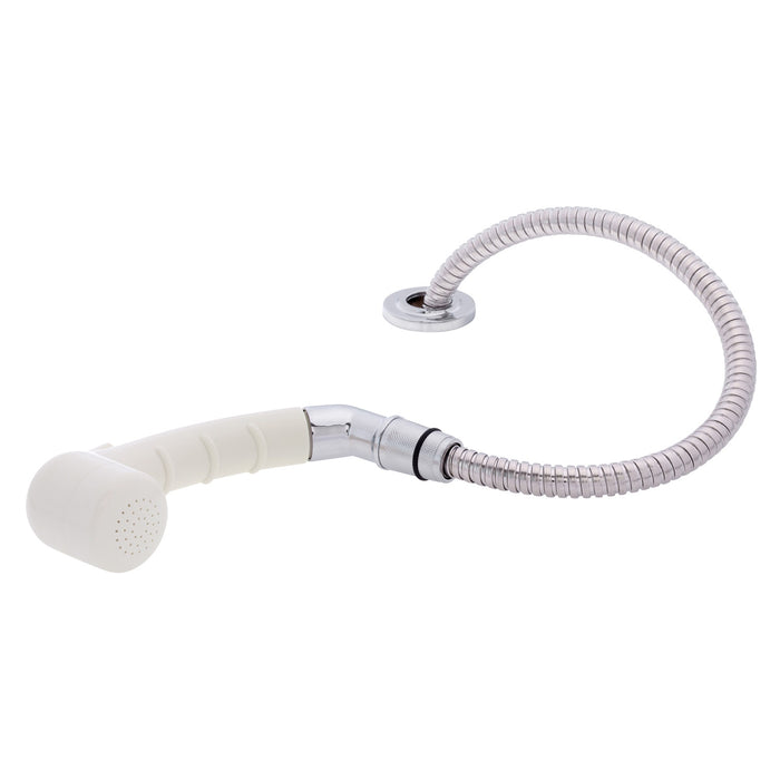 Ambassador Marine 134-0036-WH-R Deck-Mount Sprayer- Small Warm White Sprayer (No Hook) w/Elbow, 6' Stainless Steel Hose, Low Profile Holder