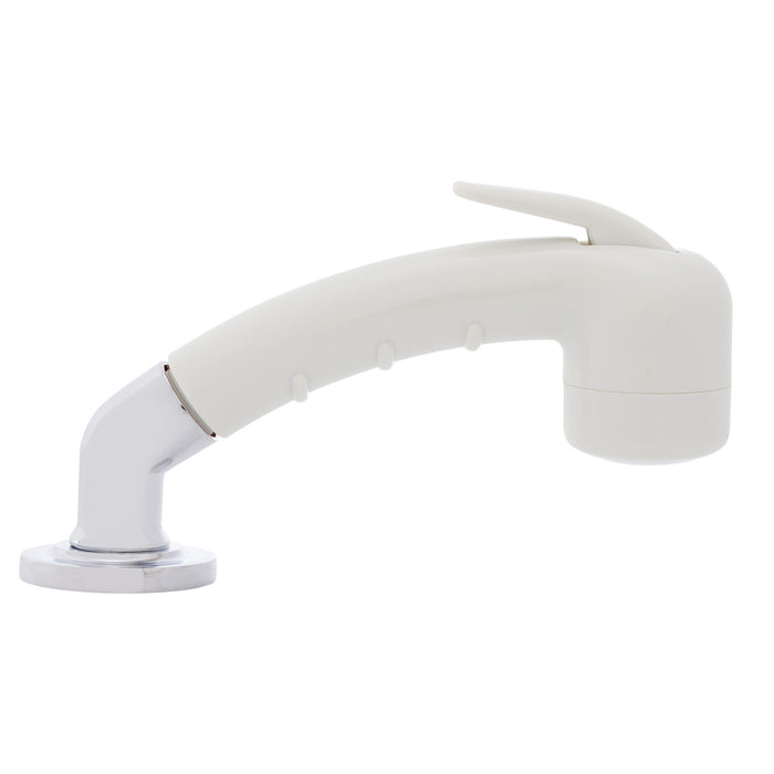 Ambassador Marine 134-0036-WH-R Deck-Mount Sprayer- Small Warm White Sprayer (No Hook) w/Elbow, 6' Stainless Steel Hose, Low Profile Holder