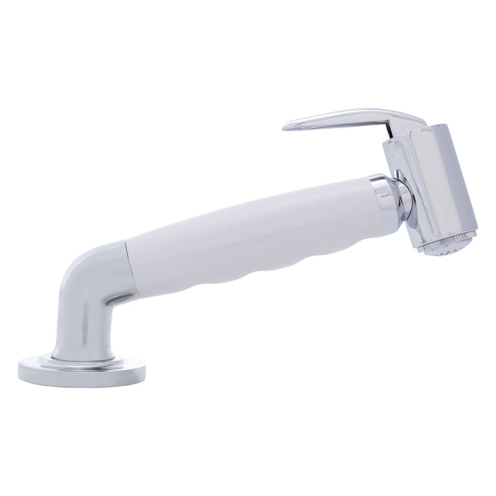 Rociador de cubierta Ambassador Marine 134-0041-AW-R - Cabeza de martillo, color blanco ártico, con codo, manguera de goma blanca de 1,8 m y soporte de perfil ultrabajo