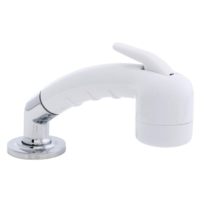 Ambassador Marine 134-0048-AW-R Deck-Mount Sprayer- Small Arctic White Sprayer (No Hook) w/Elbow, 10' White Rubber Hose, Low Profile Holder