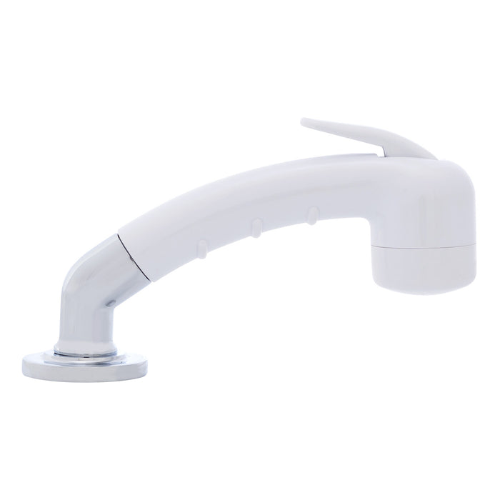 Ambassador Marine 134-0048-AW-R Deck-Mount Sprayer- Small Arctic White Sprayer (No Hook) w/Elbow, 10' White Rubber Hose, Low Profile Holder