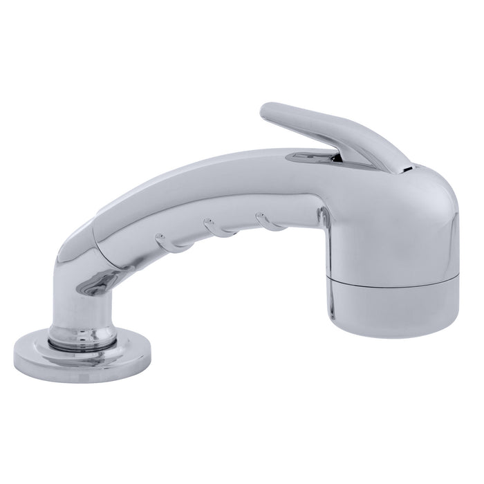 Ambassador Marine 134-0048-CW-R Deck-Mount Sprayer- Small Chrome Sprayer (No Hook) w/Elbow, 10' White Rubber Hose, Low Profile Holder