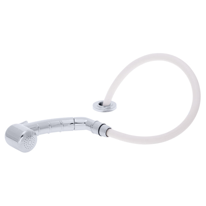 Ambassador Marine 134-0048-CW-R Deck-Mount Sprayer- Small Chrome Sprayer (No Hook) w/Elbow, 10' White Rubber Hose, Low Profile Holder