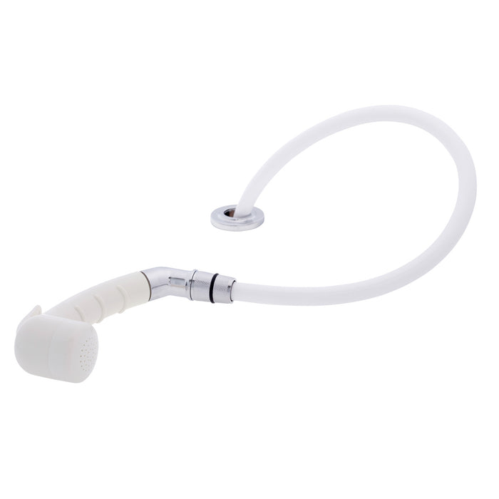 Ambassador Marine 134-0048-WH-R Deck-Mount Sprayer- Small Warm White Sprayer (No Hook) w/Elbow, 10' White Rubber Hose, Low Profile Holder