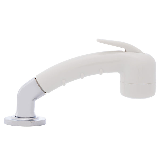 Ambassador Marine 134-0048-WH-R Deck-Mount Sprayer- Small Warm White Sprayer (No Hook) w/Elbow, 10' White Rubber Hose, Low Profile Holder