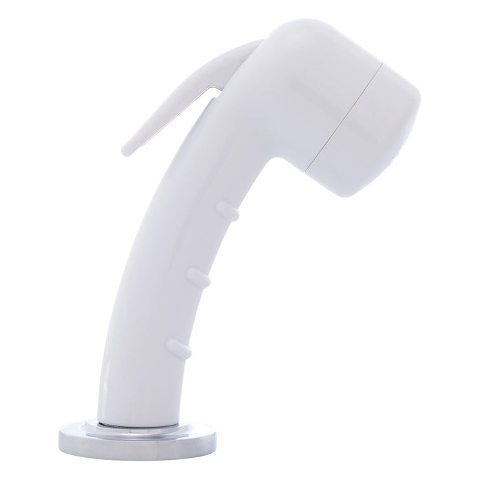 Ambassador Marine 134-0049-AW-R Deck-Mount Sprayer- Small Arctic White Sprayer (No Hook), 6' White Rubber Hose, Ultra-Low Profile Holder