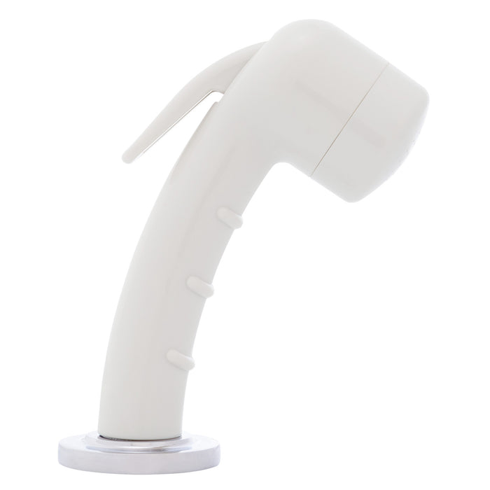 Ambassador Marine 134-0049-WH-R Deck-Mount Sprayer- Small Warm White Sprayer (No Hook), 6' White Rubber Hose, Ultra-Low Profile Holder
